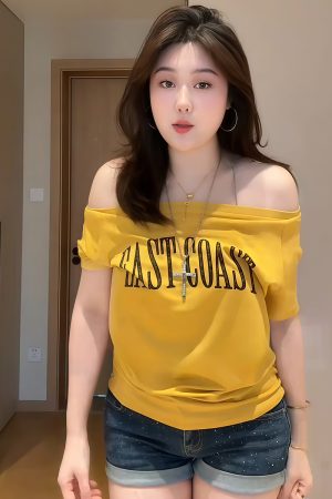 Plus-Size Women's Retro Letter Print Short-Sleeve T-Shirt - 2025 Summer Slanted Shoulder Top for Curvy Fashionistas