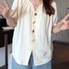 Plus Size Women's Short Sleeve Slimming Casual Blouse - Versatile Design, Covers Belly, Flattering Fit for Curvy Figures