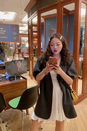 Plus-Size Women's Short-Sleeved Blazer, No Collar, Thin Summer Suit Jacket in Gray - High-End Quality Fashion Outerwear