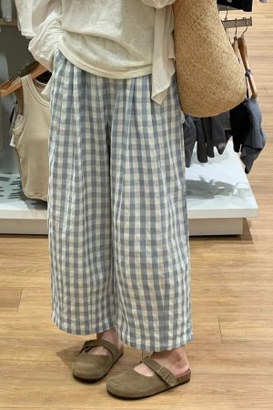 Plus Size Women's Summer Plaid Balloon Pants - Flattering Loose Nine-Point Style, Lightweight and Cool for 2025
