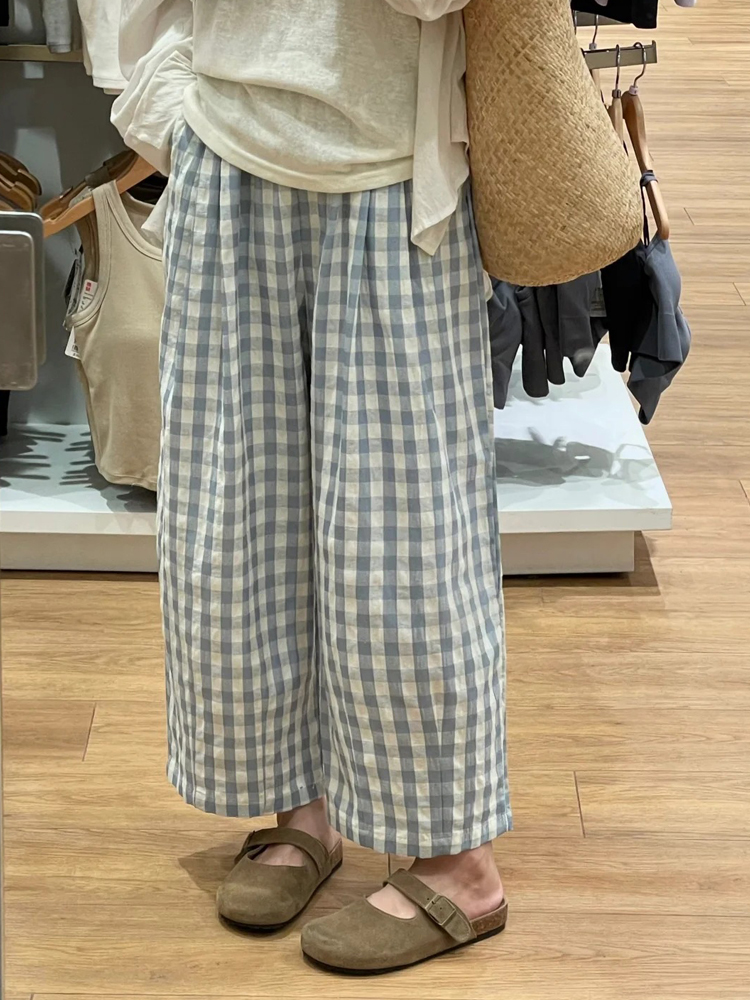 Plus Size Women's Summer Plaid Balloon Pants - Flattering Loose Nine-Point Style, Lightweight and Cool for 2025 Plus Size Women's Summer Plaid Balloon Pants - Flattering Loose Nine-Point Style, Lightweight and Cool for 2025