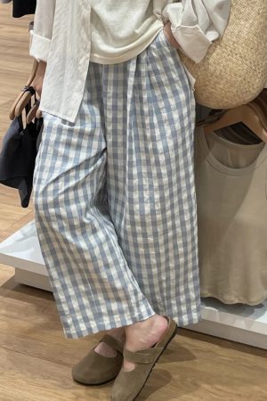 Plus Size Women's Summer Plaid Balloon Pants - Flattering Loose Nine-Point Style, Lightweight and Cool for 2025