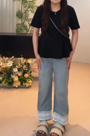 Plus Size Women's Summer Short Sleeve T-shirt with Lotus Leaf Edges, Flattering Design for Chubby Figures, Versatile Youthful Style