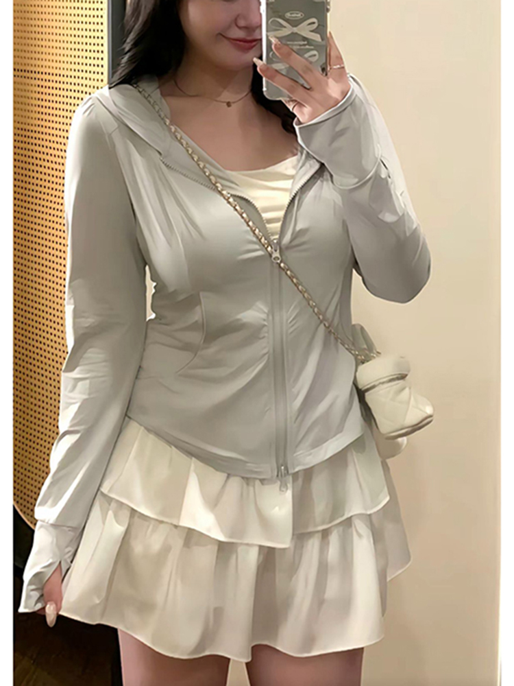 Plus Size Women's Summer Sports Cardigan - Thin Sun Protection Jacket for Cool Comfort - Slimming Outerwear for Chubby Fit Plus Size Women's Summer Sports Cardigan - Thin Sun Protection Jacket for Cool Comfort - Slimming Outerwear for Chubby Fit