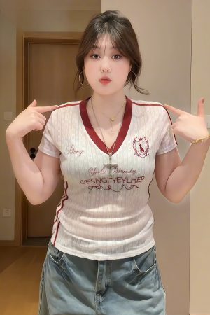 Plus-Size Women's V-Neck Sheer Lace Embroidered Short Sleeve T-Shirt - Summer Slim-Fit American Style for Curvy Figures