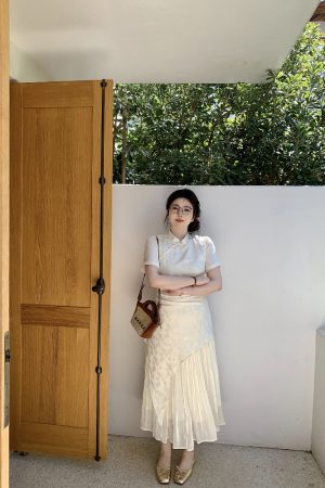 Plus-Size Zen-Inspired Body-Shaping Dress, Elegant Irregular White Design, Chinese Style, Trendy for Y2K and Modern Fashion