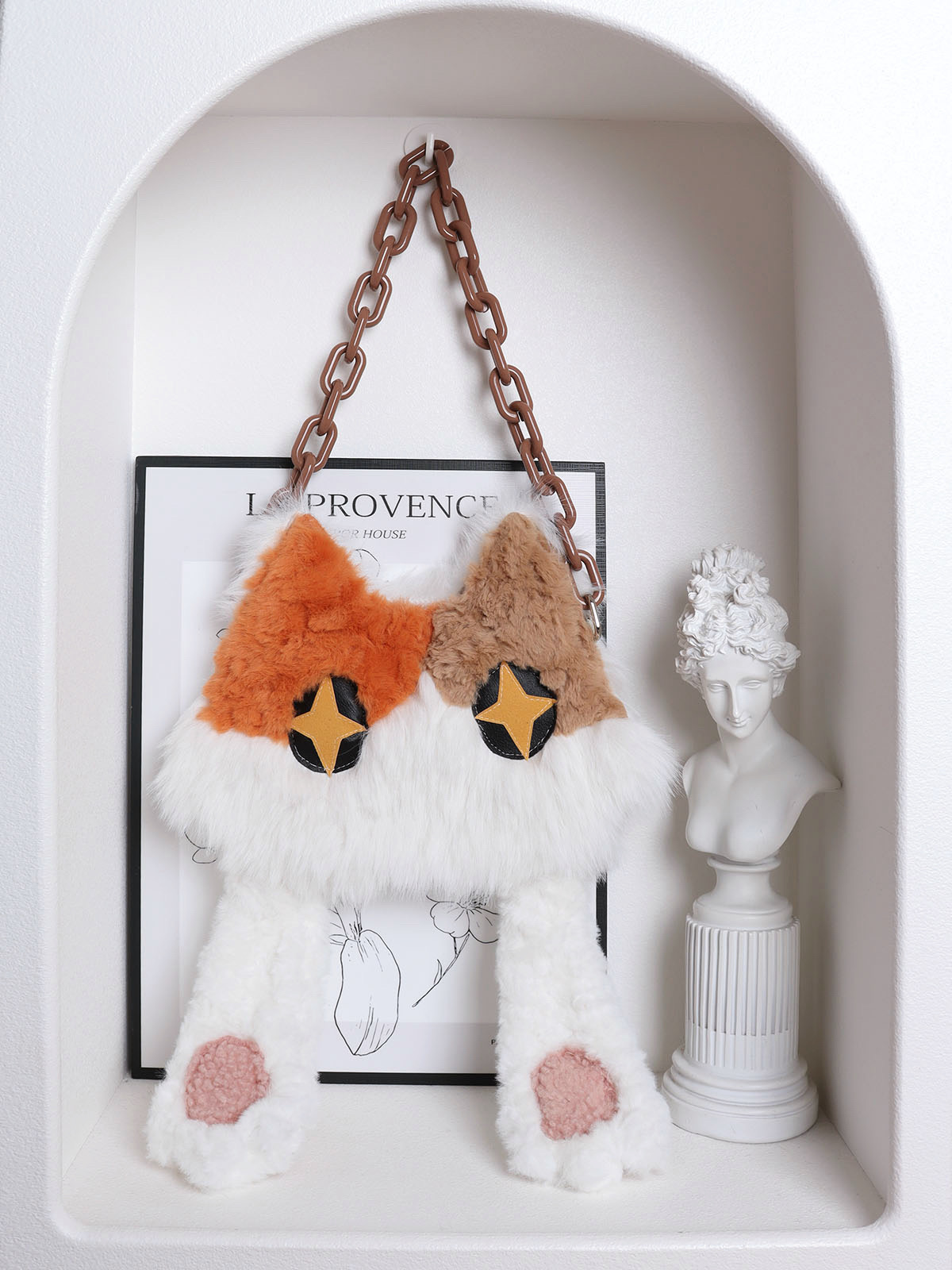 Plush Cat Crossbody Bag for Women - Soft Three-Color Face-Covering Design, Autumn/Winter Niche Style Plush Cat Crossbody Bag for Women - Soft Three-Color Face-Covering Design, Autumn/Winter Niche Style