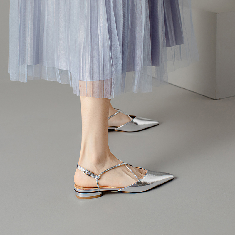 Pointed Cross-Strap Closed-Toe Flat Sandals for Women – Genuine Leather Outdoor Summer Footwear 2024, French Style Pointed Cross-Strap Closed-Toe Flat Sandals for Women – Genuine Leather Outdoor Summer Footwear 2024, French Style