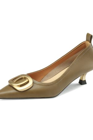Pointed Toe Stiletto High Heels in Genuine Leather - Commuting Style Shallow Mouth Flats for Effortless Chic Elegance