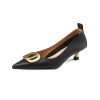 Pointed Toe Stiletto High Heels in Genuine Leather - Commuting Style Shallow Mouth Flats for Effortless Chic Elegance