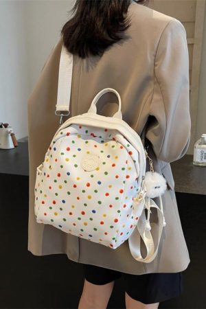Polka Dot Backpack for Women - Fashionable Student Shoulder Crossbody Bag for Autumn & Winter 2024, Perfect for Commuting & Travel