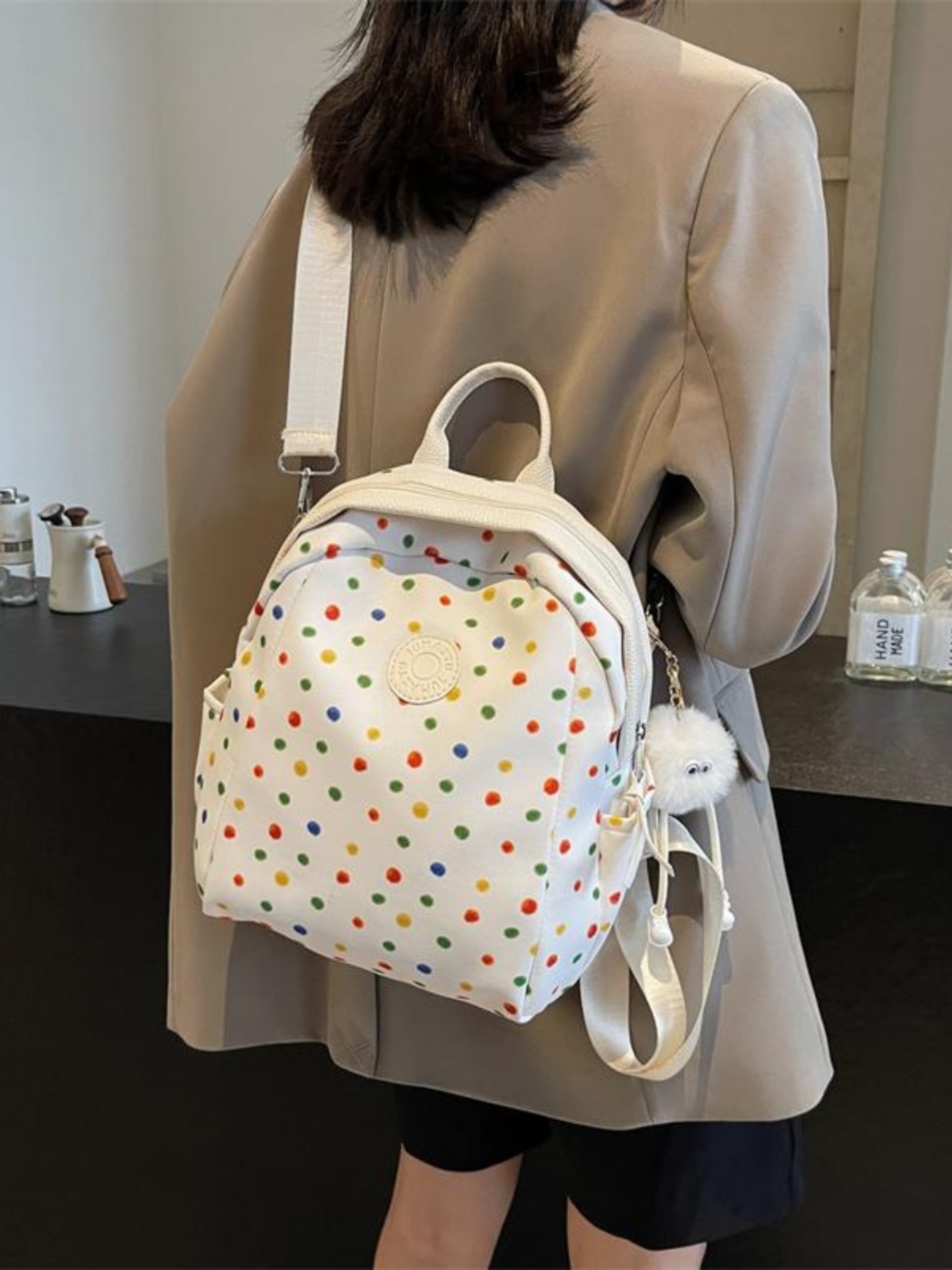Polka Dot Backpack for Women - Fashionable Student Shoulder Crossbody Bag for Autumn & Winter 2024, Perfect for Commuting & Travel Polka Dot Backpack for Women - Fashionable Student Shoulder Crossbody Bag for Autumn & Winter 2024, Perfect for Commuting & Travel