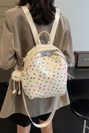 Polka Dot Backpack for Women - Fashionable Student Shoulder Crossbody Bag for Autumn & Winter 2024, Perfect for Commuting & Travel