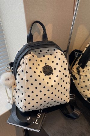 Polka Dot Backpack for Women - Fashionable Student Shoulder Crossbody Bag for Autumn & Winter 2024, Perfect for Commuting & Travel
