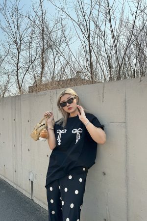 Polka Dot Black and White Color-Blocking Slim-Fit Women's Skirt - Versatile Spring and Summer Style, 2024 Niche Design, Y2K Fashion