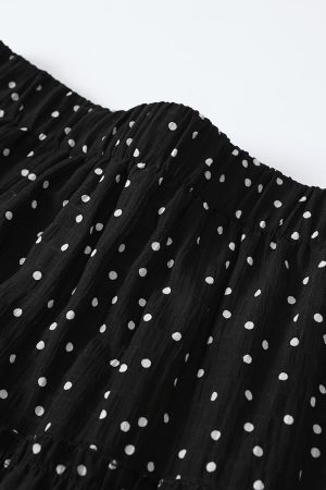 Polka Dot High-Waisted A-Line Long Skirt in Black - Flowy Summer Fashion, Y2K Style, Versatile for Any Occasion