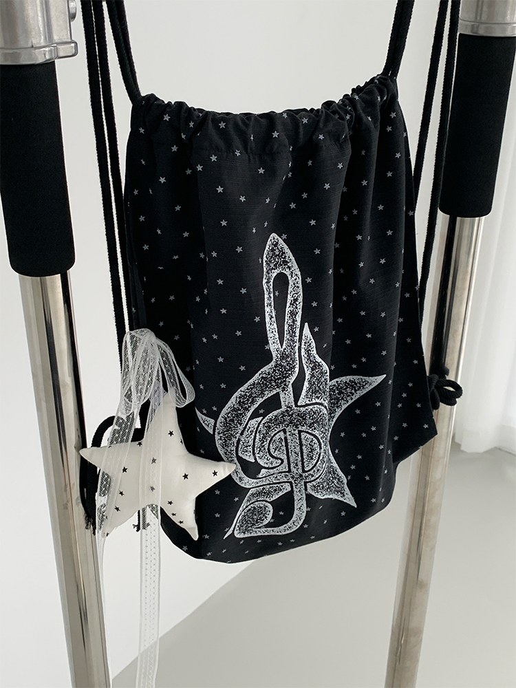 Polka Dot Print Music Note Casual Drawstring Backpack for Stylish Everyday Use Polka Dot Print Music Note Casual Drawstring Backpack for Stylish Everyday Use