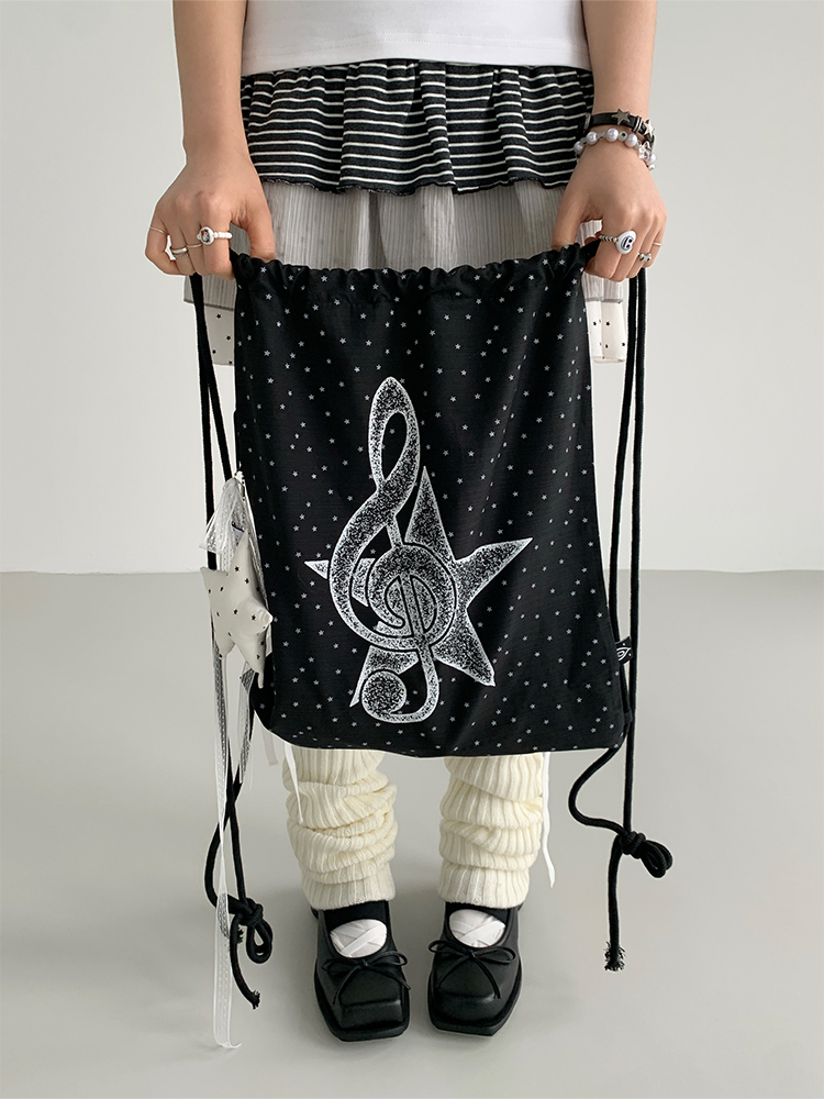Polka Dot Print Music Note Casual Drawstring Backpack for Stylish Everyday Use Polka Dot Print Music Note Casual Drawstring Backpack for Stylish Everyday Use