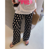 Polka Dot Wide-Leg Pants for Women, High-Waisted Summer Trousers, Loose Fit Casual Split Design, Trendy Fashion for Stylish Looks