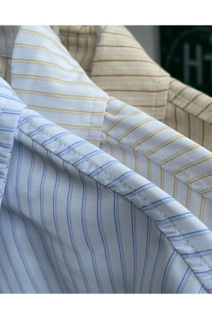 Pudding Bear Striped Long Sleeve JK Shirt Set for Women - Four-Piece Loose Short Sleeve Outfit, Cute Y2K Style