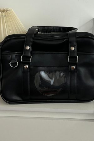 Pudding Bear Student Tote Backpack - JK Uniform Bag, Single Shoulder PU Commuter Briefcase for Laptops & Travel