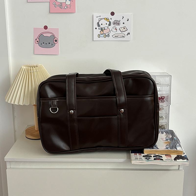 Pudding Bear Student Tote Backpack - JK Uniform Bag, Single Shoulder PU Commuter Briefcase for Laptops & Travel Pudding Bear Student Tote Backpack - JK Uniform Bag, Single Shoulder PU Commuter Briefcase for Laptops & Travel