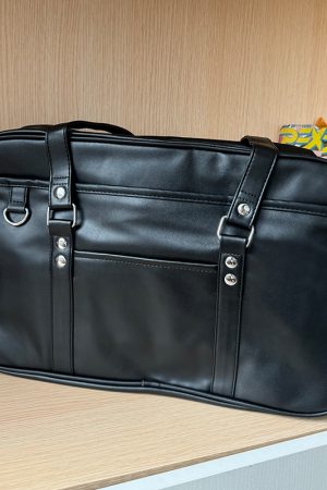 Pudding Bear Student Tote Backpack - JK Uniform Bag, Single Shoulder PU Commuter Briefcase for Laptops & Travel