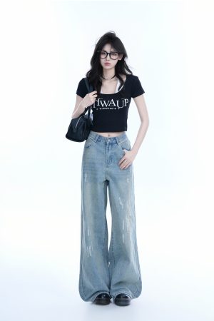 Pure Desire Style Neck Hanging Strap Short Sleeve T-Shirt for Women - Faux Two-Piece Slim Fit Top, Perfect for Y2K and Casual Wear