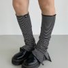 Purple-Black Striped Split Socks - Versatile Casual Taro Mud Design for Trendy Y2K Style