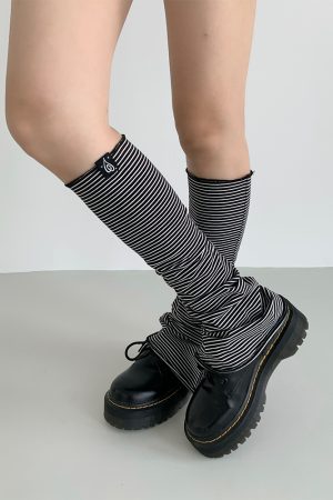Purple-Black Striped Split Socks - Versatile Casual Taro Mud Design for Trendy Y2K Style