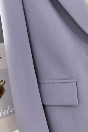 Purple French-Style Women's Blazer - Textured Suit Jacket for Spring & Autumn - Gentle Socialite Look - Age-Reducing Fashion 2025