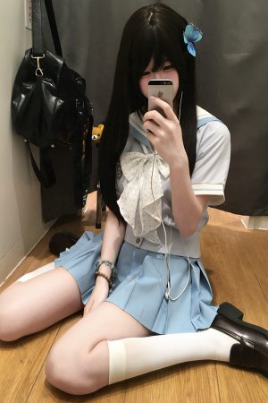 Purple Pudding Bear JK Uniform Sailor Suit Set - Short Sleeve College Style with Navy Collar for Girls