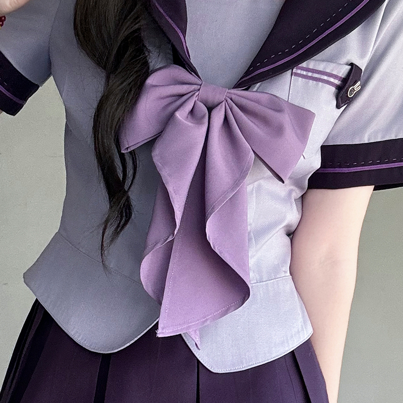 Purple Pudding Bear JK Uniform Sailor Suit with Dotted Navy Collar, College Style, Waist-Defining Slim Fit, Y2K Aesthetic Purple Pudding Bear JK Uniform Sailor Suit with Dotted Navy Collar, College Style, Waist-Defining Slim Fit, Y2K Aesthetic