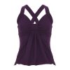 Purple Rhythm Knotted Butterfly Chest Women's Cross-Back Pleated Vintage French Camisole - Y2K Inspired Fashion Top