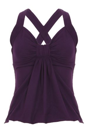 Purple Rhythm Knotted Butterfly Chest Women's Cross-Back Pleated Vintage French Camisole - Y2K Inspired Fashion Top