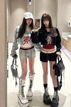 Rebellious Cowboy Vintage Heavy-Duty Denim Jacket, Tank Top & Casual Shorts Set for Women - Spring Fashion 90s Y2K Style