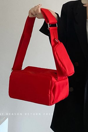 Red Casual Crossbody Pillow Bag for Women - 2024 Summer Small Square Underarm Shoulder Bag, Versatile Niche Style
