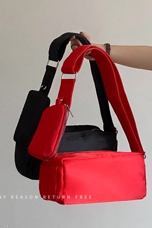 Red Casual Crossbody Pillow Bag for Women - 2024 Summer Small Square Underarm Shoulder Bag, Versatile Niche Style