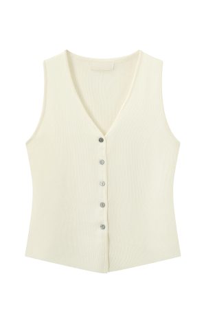 Red Hong Kong Style Sleeveless Top for Women - Summer V-Neck Slim Knit Vest - Casual Chic Fashion Essentials