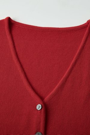 Red Hong Kong Style Sleeveless Top for Women - Summer V-Neck Slim Knit Vest - Casual Chic Fashion Essentials