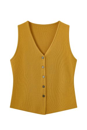 Red Hong Kong Style Sleeveless Top for Women - Summer V-Neck Slim Knit Vest - Casual Chic Fashion Essentials