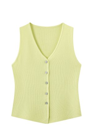 Red Hong Kong Style Sleeveless Top for Women - Summer V-Neck Slim Knit Vest - Casual Chic Fashion Essentials