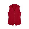 Red Knitted Vest Top for Women - 2025 Summer Polo Collar Sleeveless T-Shirt Blouse, Trendy Korean Style Fashion