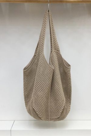 Red Large Hollow Woven Shoulder Bag - Casual Lazy Style, Handmade Korean Version 2025