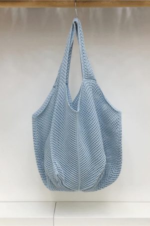 Red Large Hollow Woven Shoulder Bag - Casual Lazy Style, Handmade Korean Version 2025