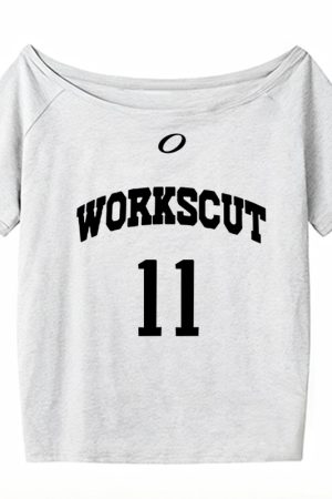 Red One-Shoulder Short Sleeve Women's Summer Letter Print Casual Off-Shoulder T-Shirt - Sexy Loose Slimming Top for Y2K Style