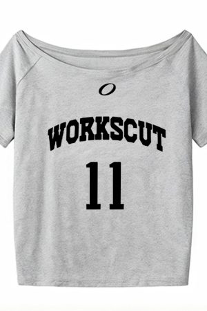 Red One-Shoulder Short Sleeve Women's Summer Letter Print Casual Off-Shoulder T-Shirt - Sexy Loose Slimming Top for Y2K Style