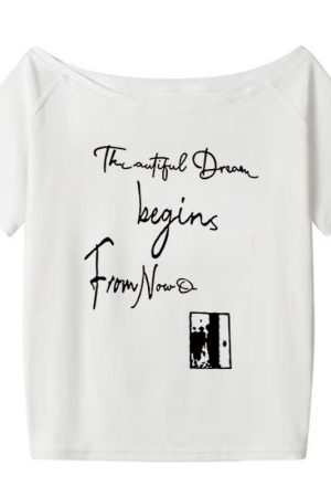 Red One-Shoulder Short Sleeve Women's Summer Letter Print Casual T-Shirt - Stylish Slanted Shoulder Top for Hot Girl Vibes