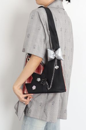 Red Plaid Crossbody Bag - Y2K Cat Underarm Bag for Spring/Summer Fashion