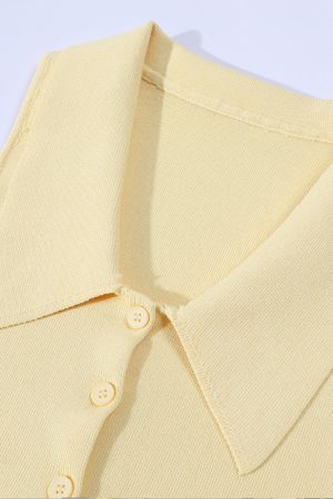 Red Sleeveless Polo Collar Knitted Vest Top for Women - Summer 2025 Fashion, Trendy Casual Style